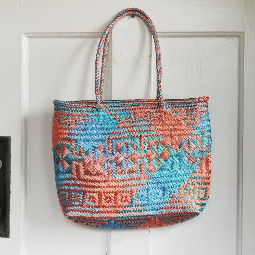 Weave Multicolored Iridescent Tote - Picture 4 of 9
